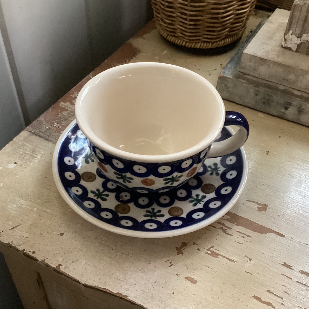 NEW Boleslawiec Polish pottery CUP + PLATE set